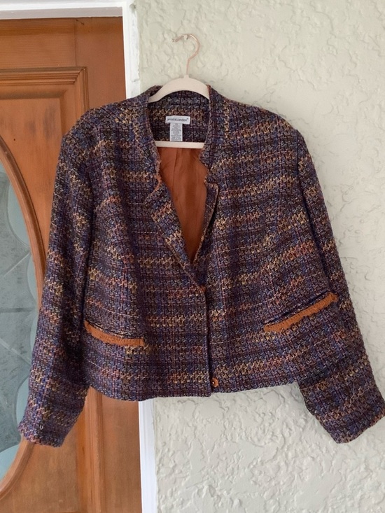 Jessica London Jackets & Blazers - Jessica London Purple and Brown Tweed Bouclé Jacket